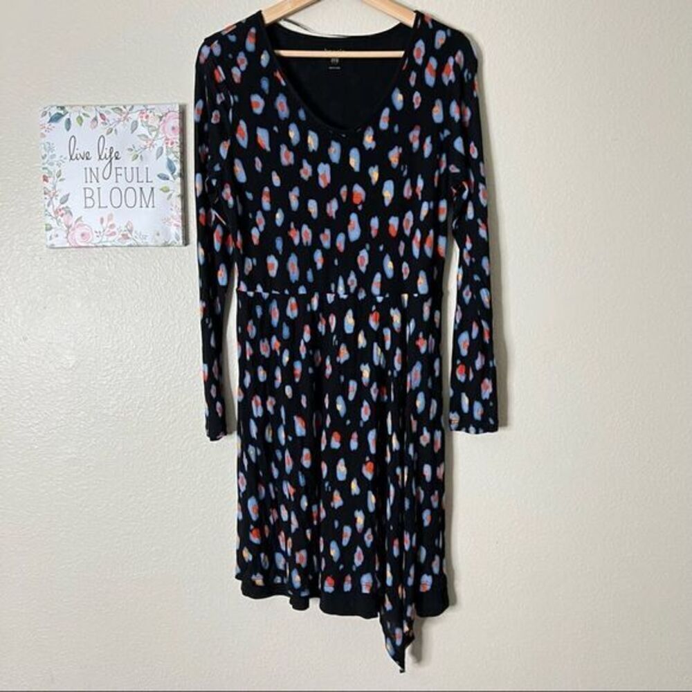 KENSIE Black Watercolor Spot Dress Size M